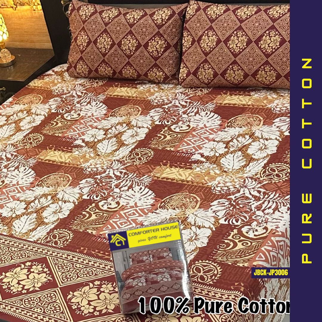 Pure Cotton Bed Sheet | Double Bed | King Size | Box Pack | JBCK-JP3006