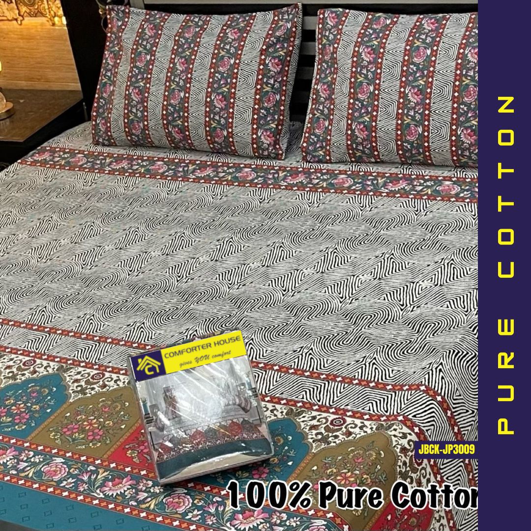 Pure Cotton Bed Sheet | Double Bed | King Size | Box Pack | JBCK-JP3009