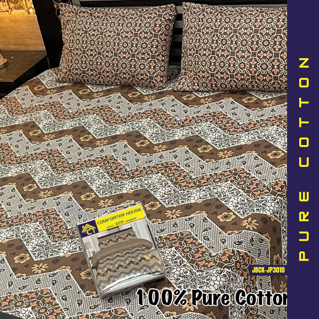 Pure Cotton Bed Sheet | Double Bed | King Size | Box Pack | JBCK-JP3010