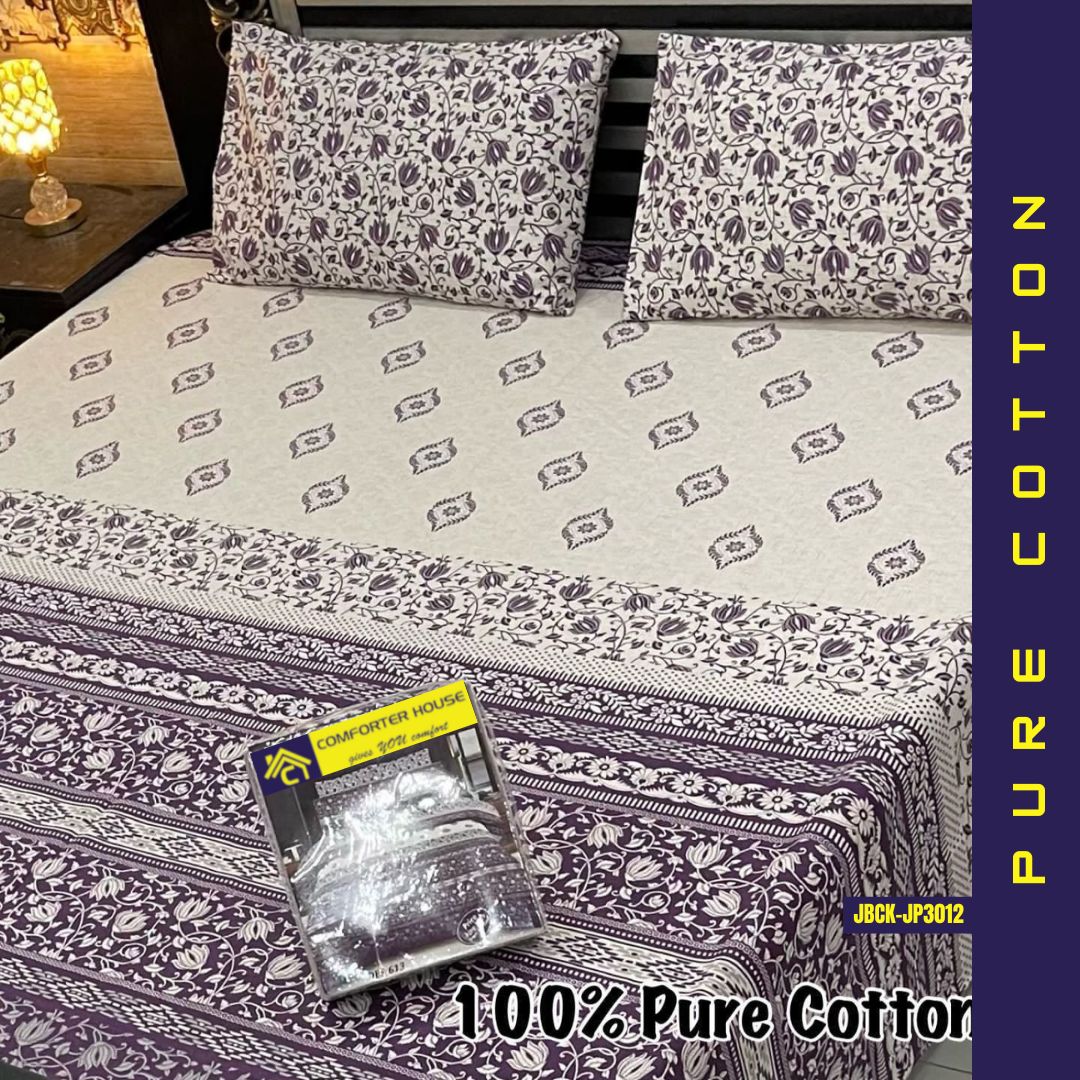 Pure Cotton Bed Sheet | Double Bed | King Size | Box Pack | JBCK-JP3012