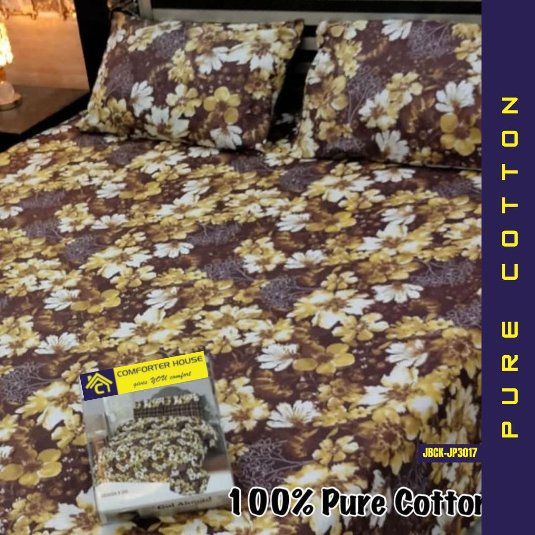 Pure Cotton Bed Sheet | Double Bed | King Size | Box Pack | JBCK-JP3017