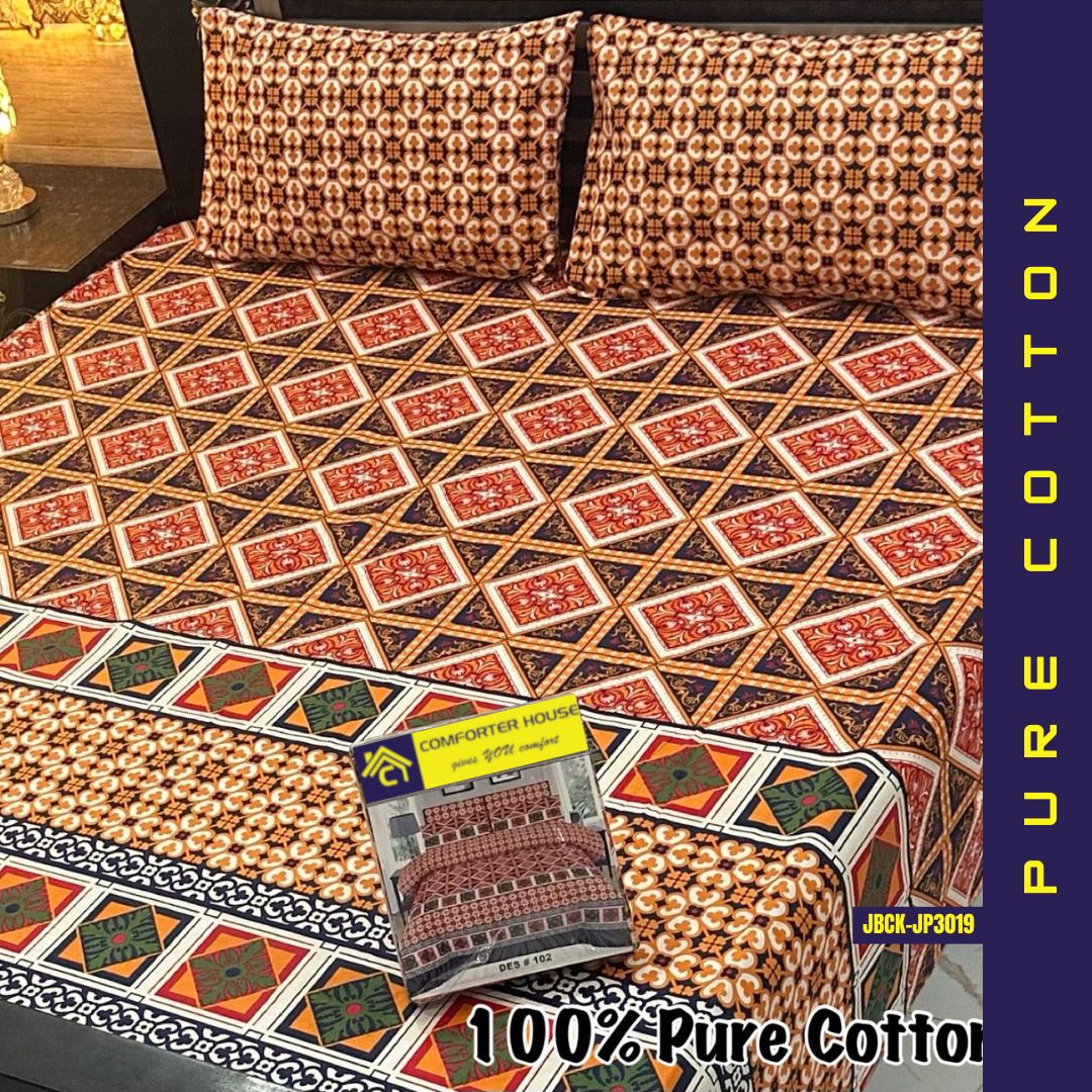 Pure Cotton Bed Sheet | Double Bed | King Size | Box Pack | JBCK-JP3019