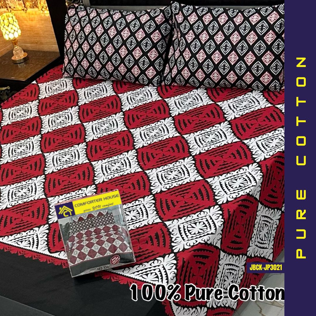 Pure Cotton Bed Sheet | Double Bed | King Size | Box Pack | JBCK-JP3021