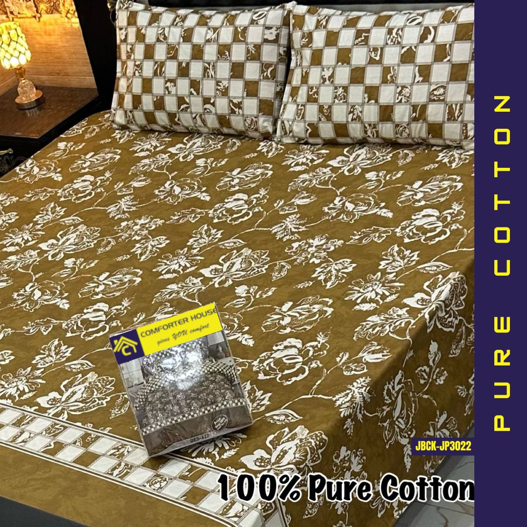 Pure Cotton Bed Sheet | Double Bed | King Size | Box Pack | JBCK-JP3022