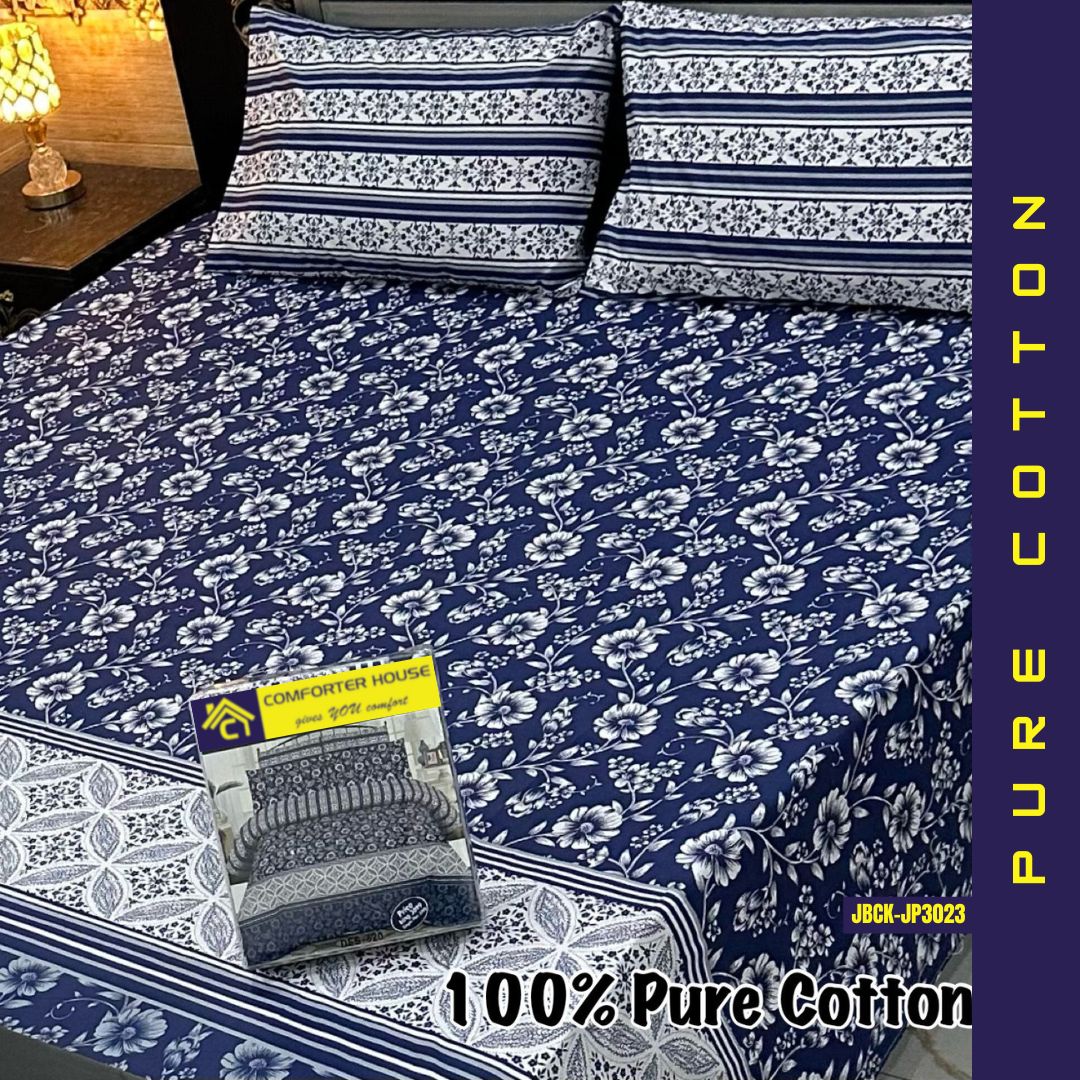 Pure Cotton Bed Sheet | Double Bed | King Size | Box Pack | JBCK-JP3023