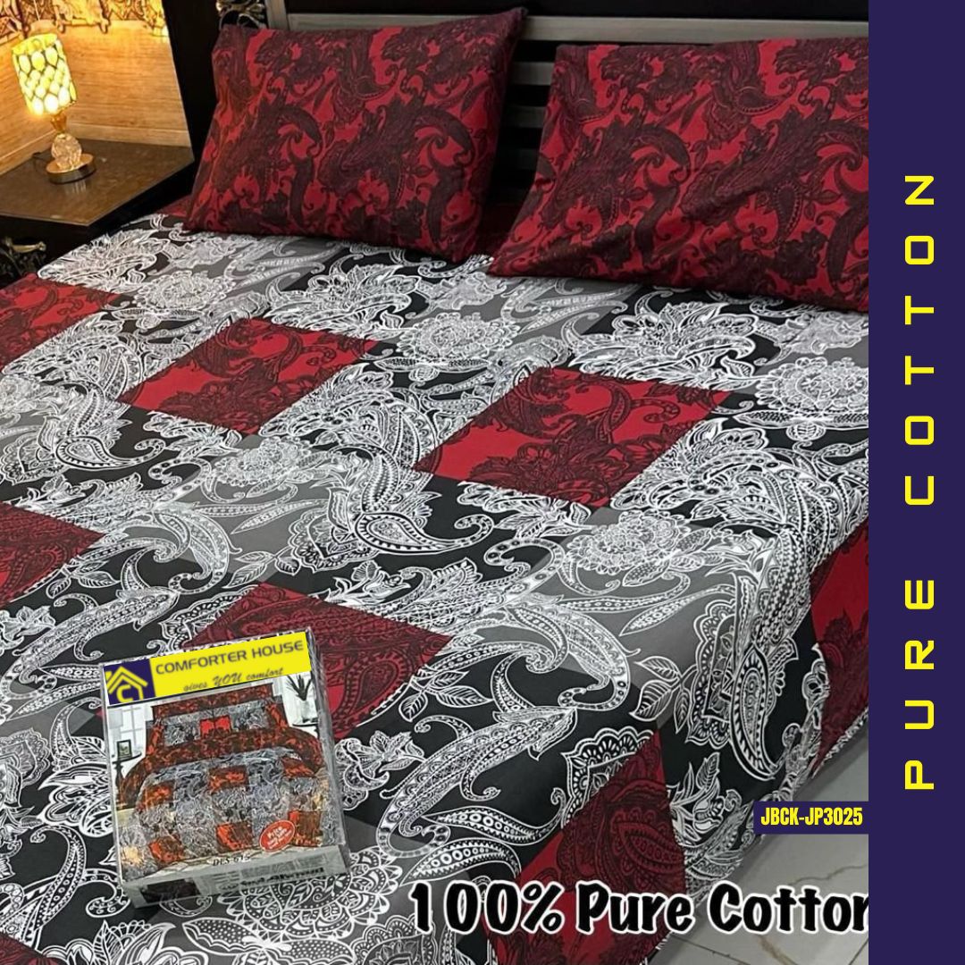 Pure Cotton Bed Sheet | Double Bed | King Size | Box Pack | JBCK-JP3025