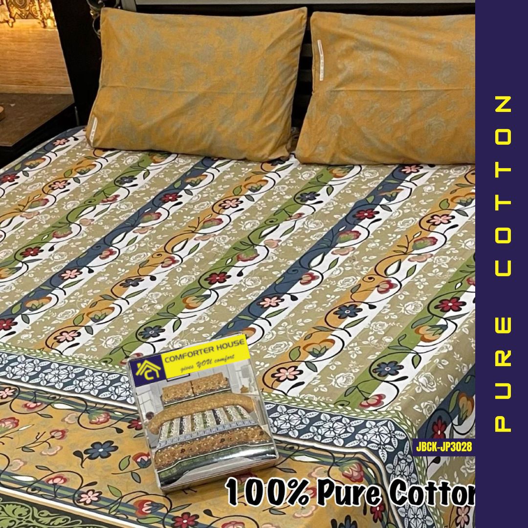 Pure Cotton Bed Sheet | Double Bed | King Size | Box Pack | JBCK-JP3028