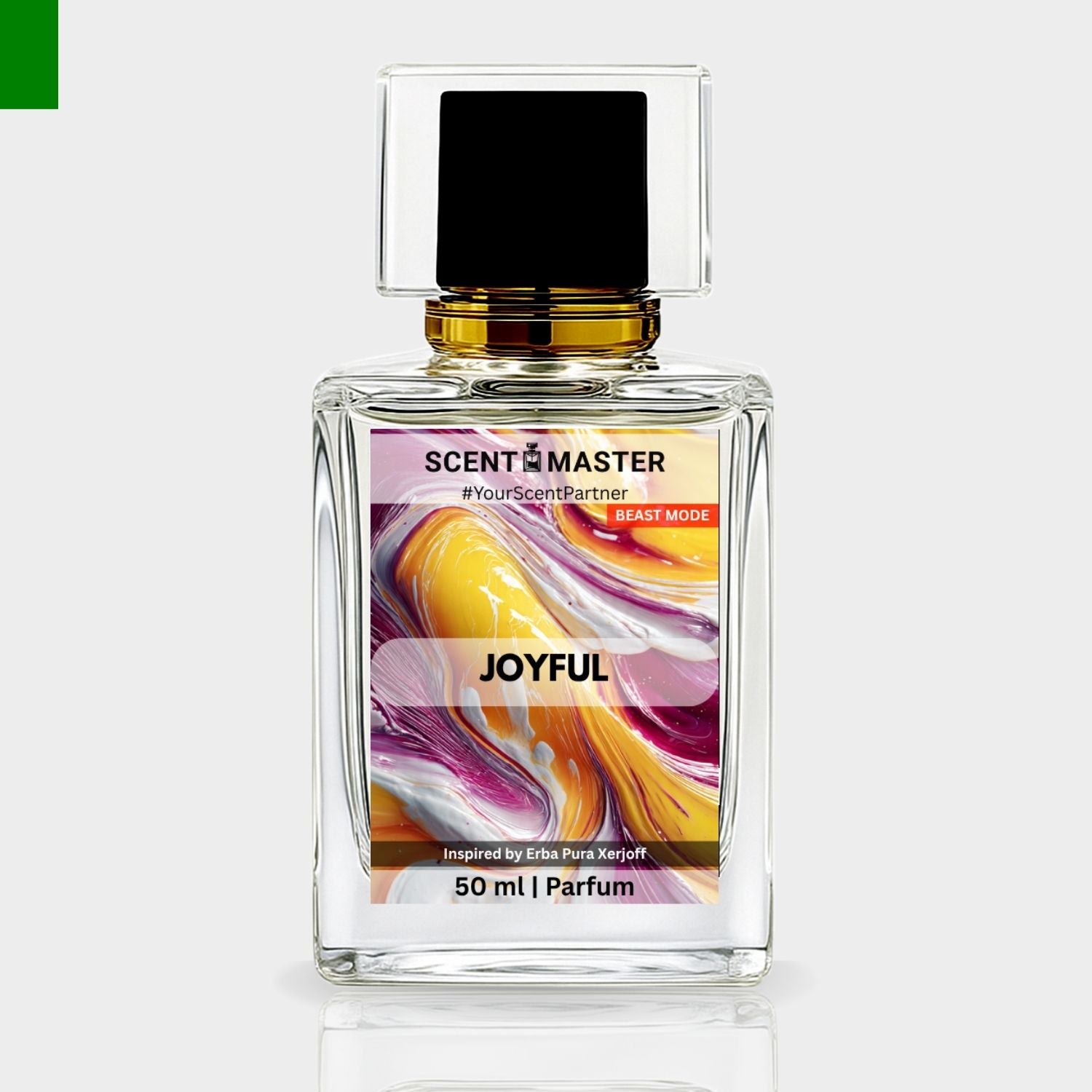 Perfume bottle labeled 'JOYFUL' by Scent Master on a white background