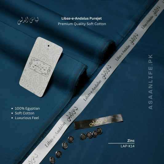 Libas-e-Andalus Purejet Premium Quality Soft Cotton Un-stitched Suit for Men | Zinc | LAP-K14