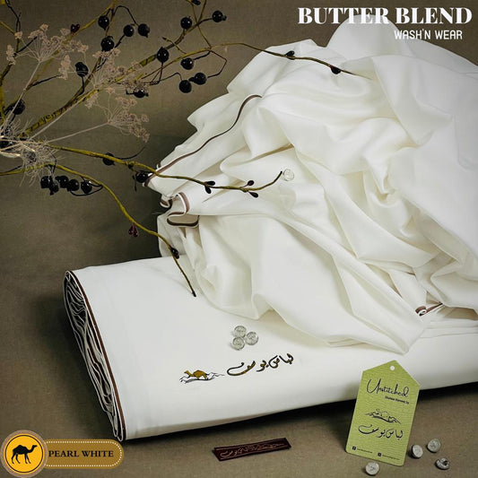 Libas-e-Yousaf Butter Blend Boski Unstitched Suit for Men - Pearl Elegance | BCR-03