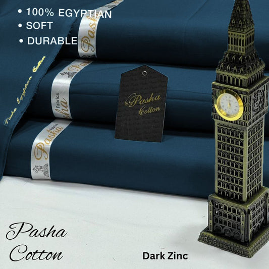PASHA Premium Quality Soft Cotton Unstitched Suit for Men | Dark Zinc