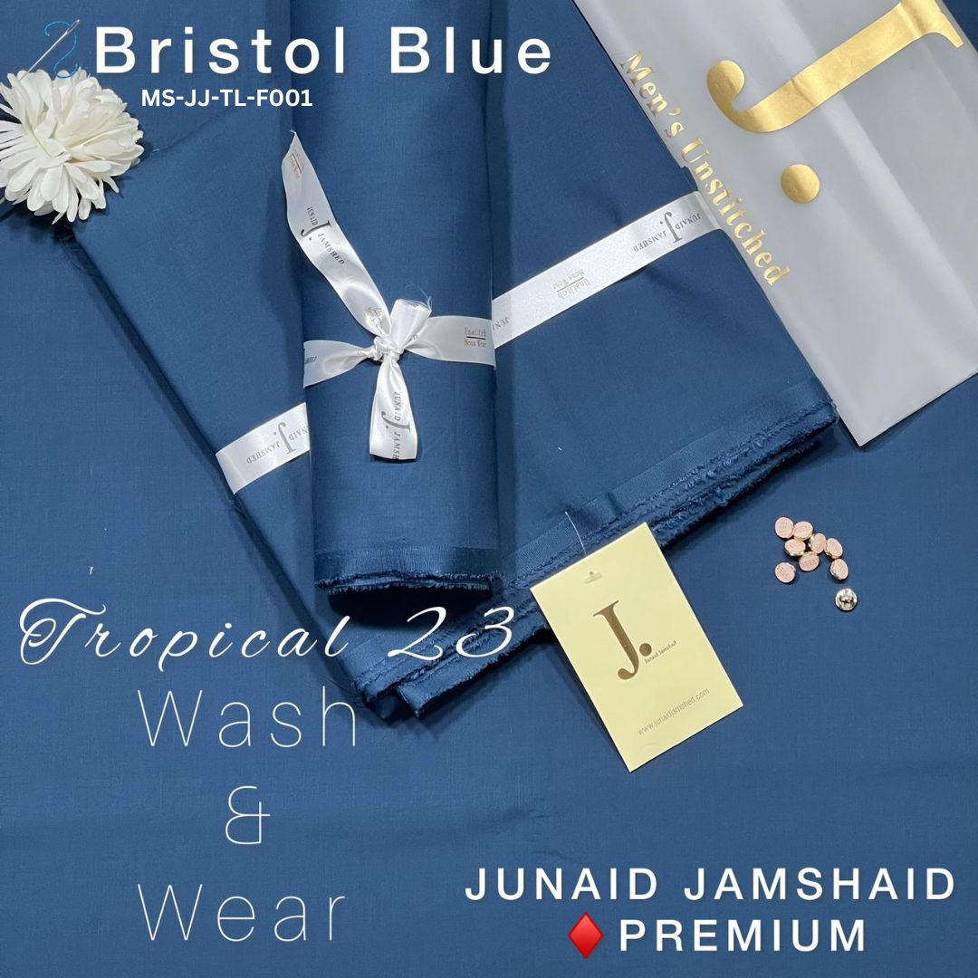 J Dot Premium Summer Tropical Unstitched Suit for Men | Bristol Blue | F001