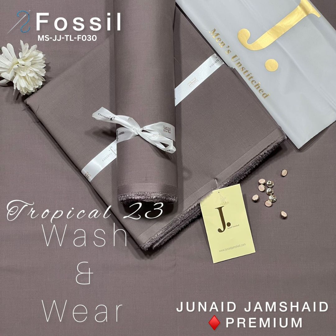 J Dot Premium Summer Tropical Unstitched Suit for Men | Fossil | MS-JJ-WW-F030