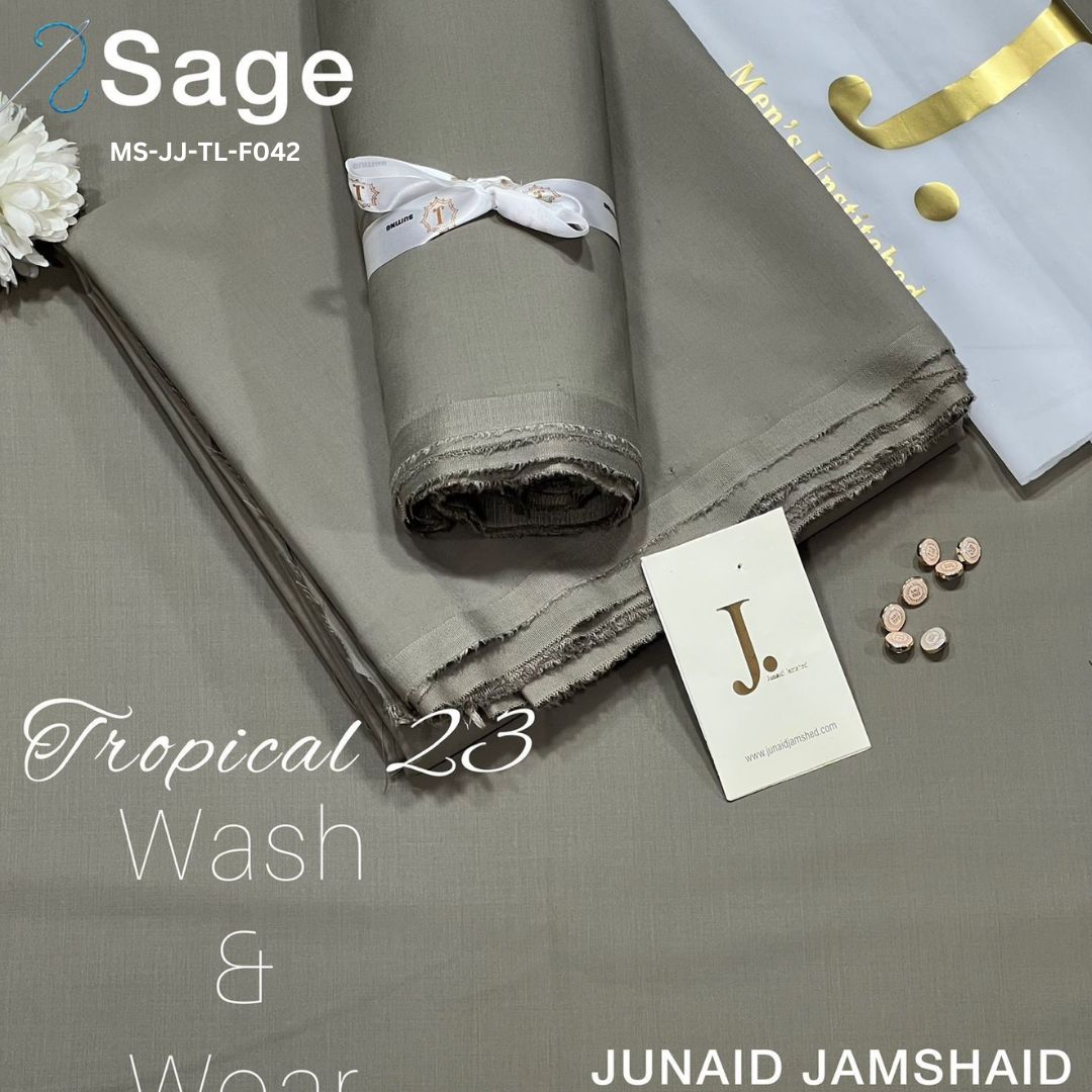 J Dot Premium Summer Tropical Unstitched Suit for Men | Sage | F042