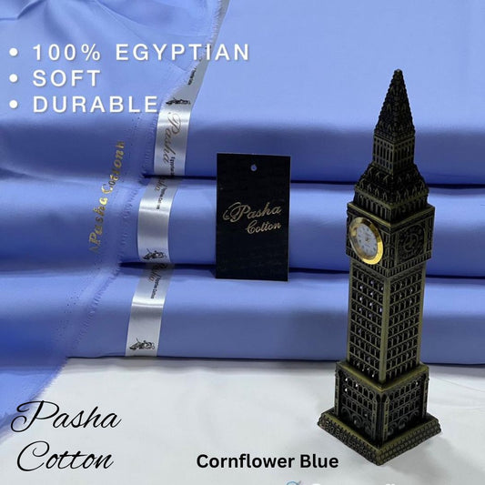 PASHA Premium Quality Soft Cotton Unstitched Suit for Men | Cornflower Blue