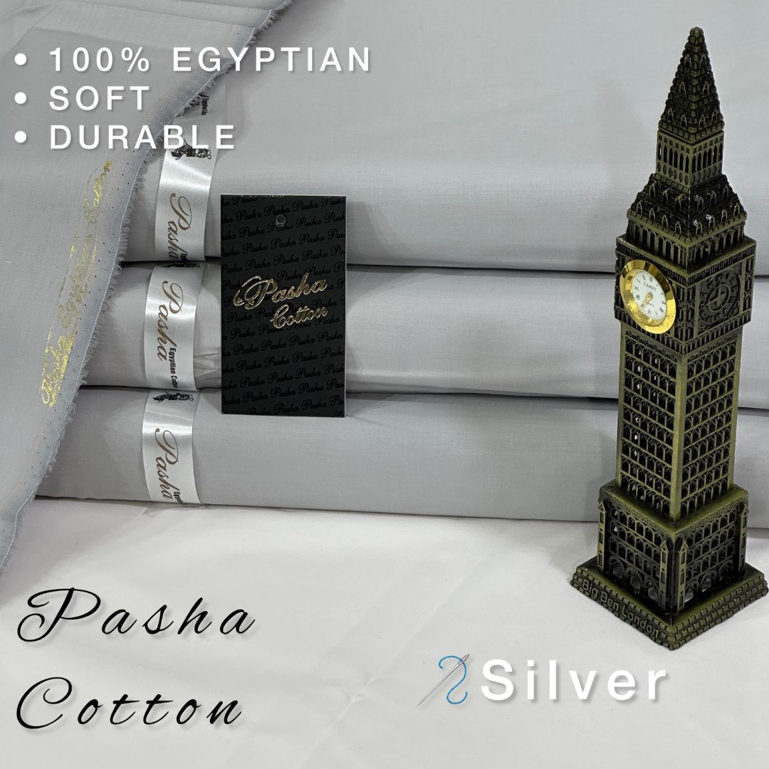 PASHA Premium Quality Soft Cotton Unstitched Suit for Men | Silver