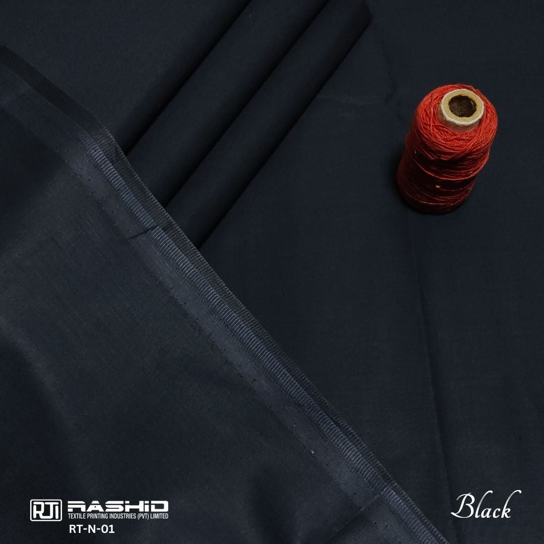 Rashid Tex Premium Quality Soft Cotton Unstitched Suit for Men | Black | N-01