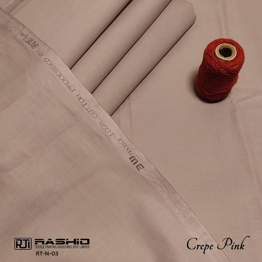 Rashid Tex Premium Quality Soft Cotton Unstitched Suit for Men | Crepe Pink | N-03