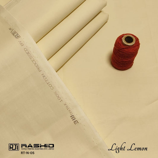 Rashid Tex Premium Quality Soft Cotton Unstitched Suit for Men | Light Lemon | N-05