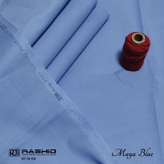 Rashid Tex Premium Quality Soft Cotton Unstitched Suit for Men | Maya Blue | N-06