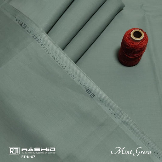 Rashid Tex Premium Quality Soft Cotton Unstitched Suit for Men | Mint Green | N-07