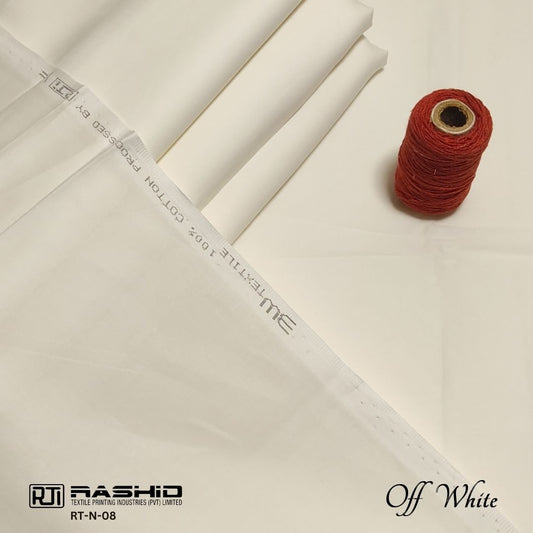 Rashid Tex Premium Quality Soft Cotton Unstitched Suit for Men | Off White | N-08