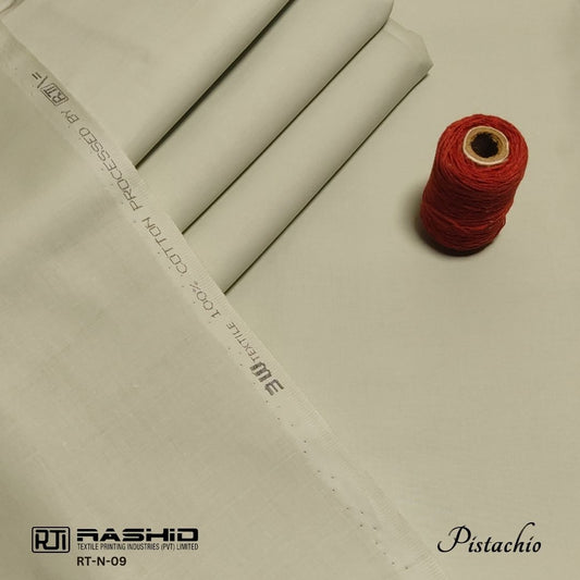 Rashid Tex Premium Quality Soft Cotton Unstitched Suit for Men | Pistachio | N-09