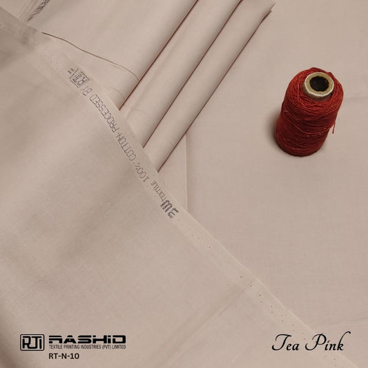 Rashid Tex Premium Quality Soft Cotton Unstitched Suit for Men | Tea Pink | N-10