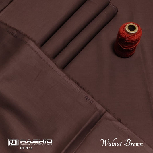 Rashid Tex Premium Quality Soft Cotton Unstitched Suit for Men | Walnut Brown | N-11