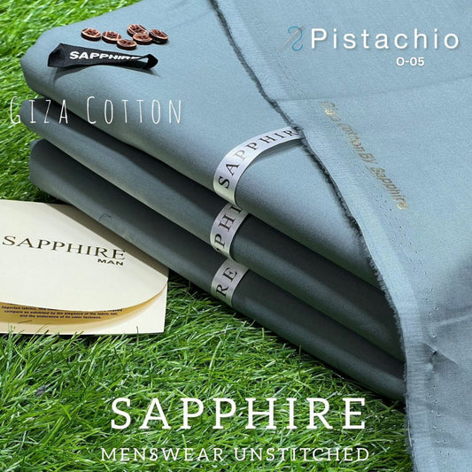 Sapphire Pure Super Luxury Soft Giza Cotton Unstitched Suit for Men | Pistachio | O-05