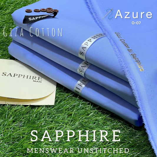 Sapphire Pure Super Luxury Soft Giza Cotton Unstitched Suit for Men | Azure | O-07