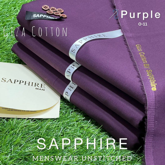 Sapphire Pure Super Luxury Soft Giza Cotton Unstitched Suit for Men | Purple | O-11