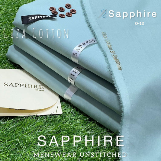 Sapphire Pure Super Luxury Soft Giza Cotton Unstitched Suit for Men | Sapphire | O-13