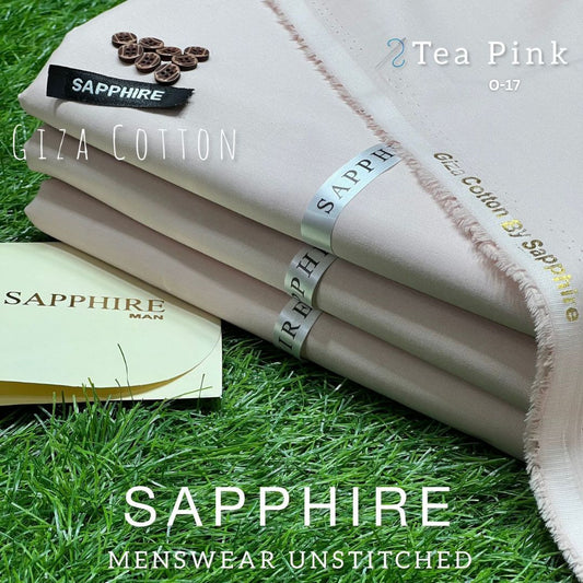 Sapphire Pure Super Luxury Soft Giza Cotton Unstitched Suit for Men | Tea Pink | O-17