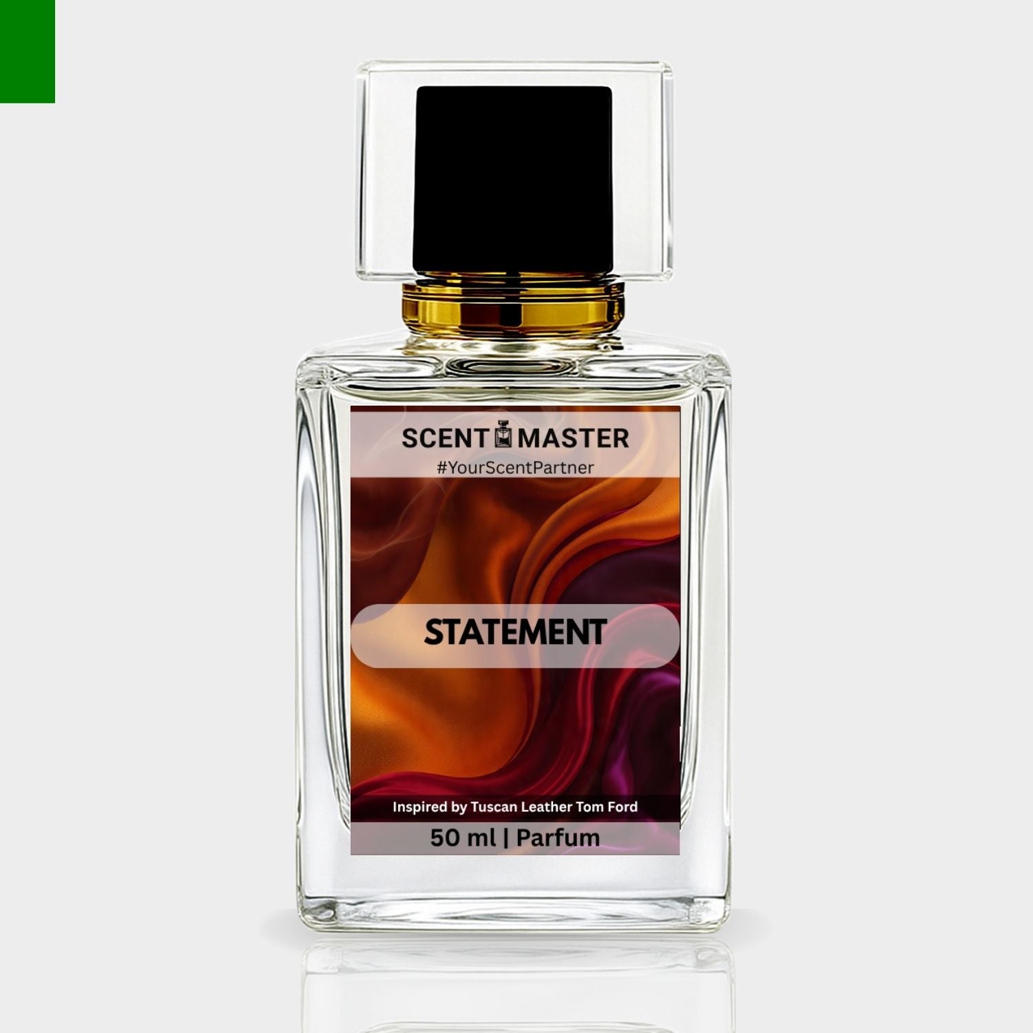 Perfume bottle labeled 'Scent Master Statement' on a white background