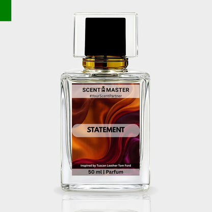 Perfume bottle labeled 'Scent Master Statement' on a white background