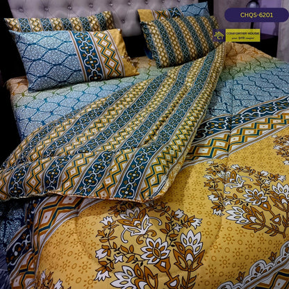 6 Pcs Vicky Razai Set | Mix Cotton | Double Bed | King Size | CHQS-6201