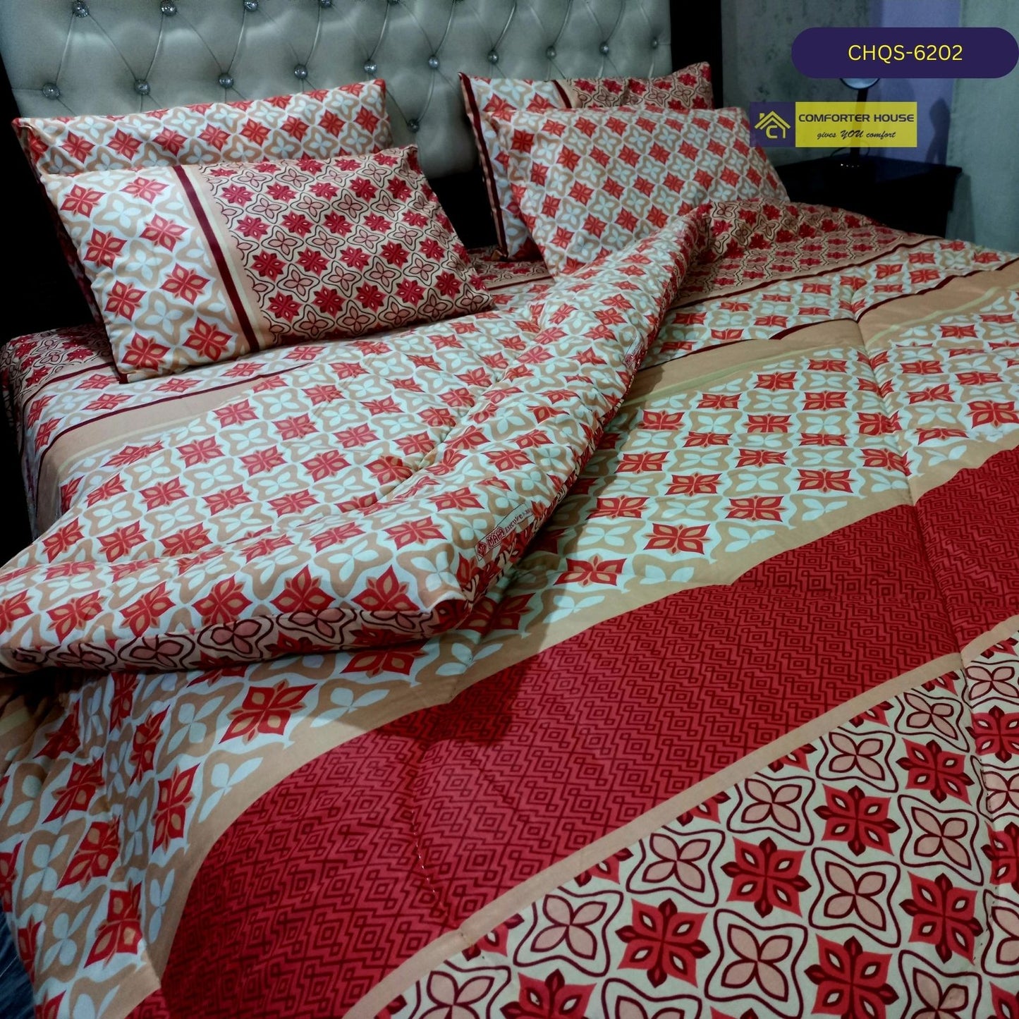 6 Pcs Vicky Razai Set | Mix Cotton | Double Bed | King Size | CHQS-6202