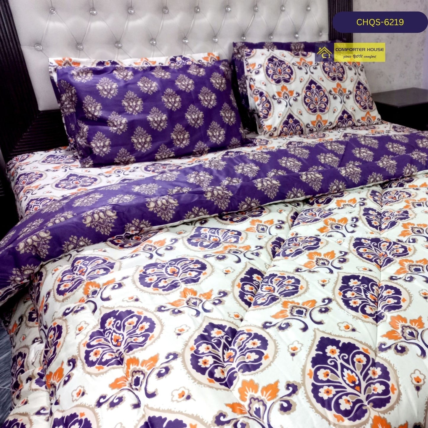 6 Pcs Vicky Razai Set | Mix Cotton | Double Bed | King Size | CHQS-6219