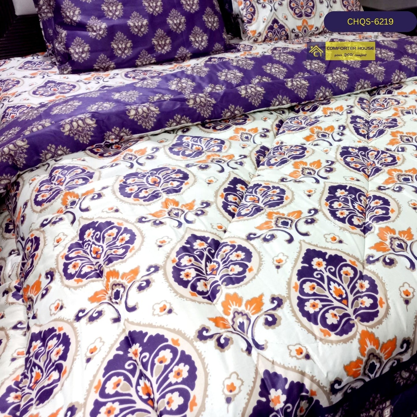 6 Pcs Vicky Razai Set | Mix Cotton | Double Bed | King Size | CHQS-6219