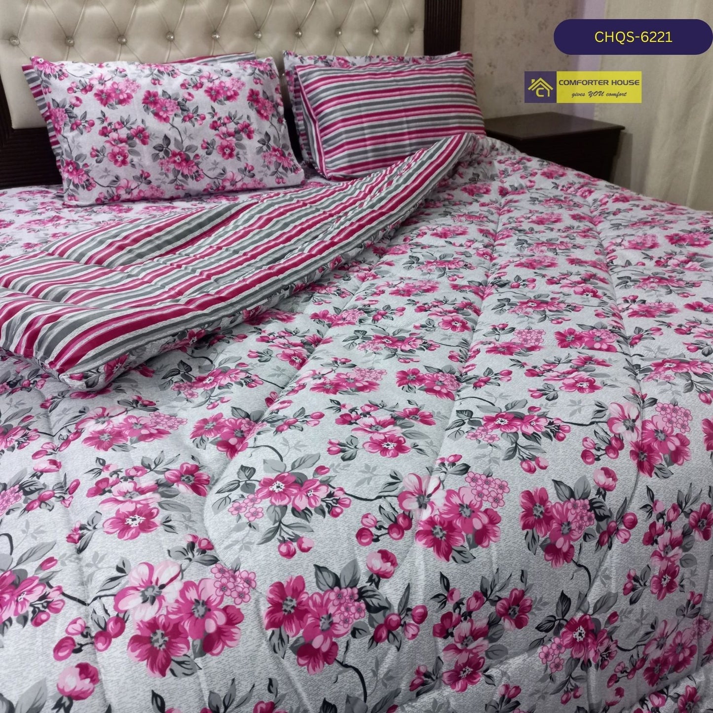 6 Pcs Vicky Razai Set | Mix Cotton | Double Bed | King Size | CHQS-6221