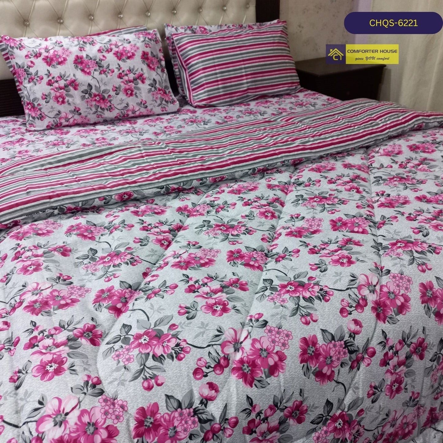 6 Pcs Vicky Razai Set | Mix Cotton | Double Bed | King Size | CHQS-6221