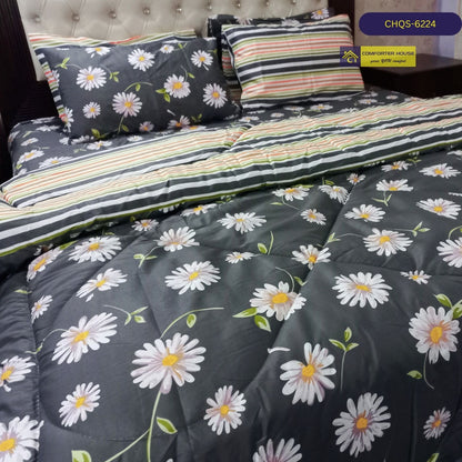 6 Pcs Vicky Razai Set | Mix Cotton | Double Bed | King Size | CHQS-6224