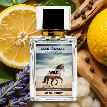 Scented product labeled 'Scent Master' with a horse image on a background of lemons, lavender, and wood.