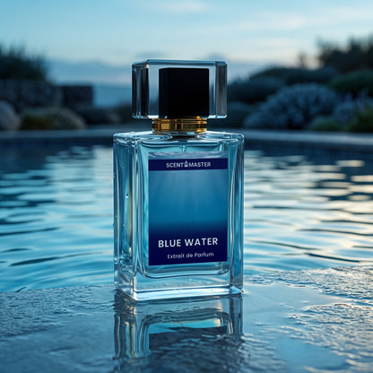 Cinematic Shot of Blue Water Fresh Aquatic Perfume by Scent Master