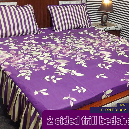 Purple Bloom - Frilled Bed Sheet