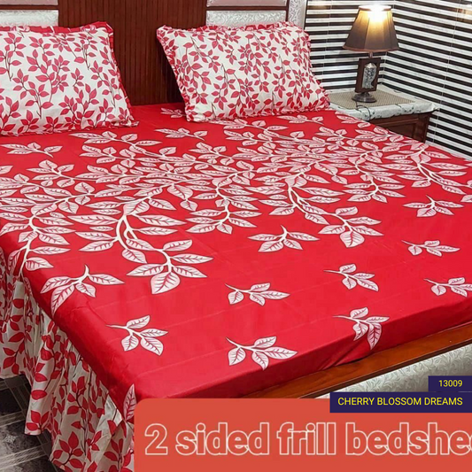 Cherry Blossom Dreams - Frilled Bed Sheet