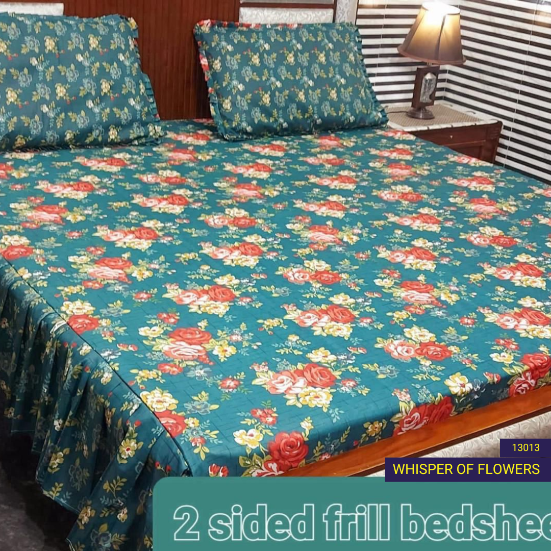 Whisper of Flowers - Frilled Bed Sheet