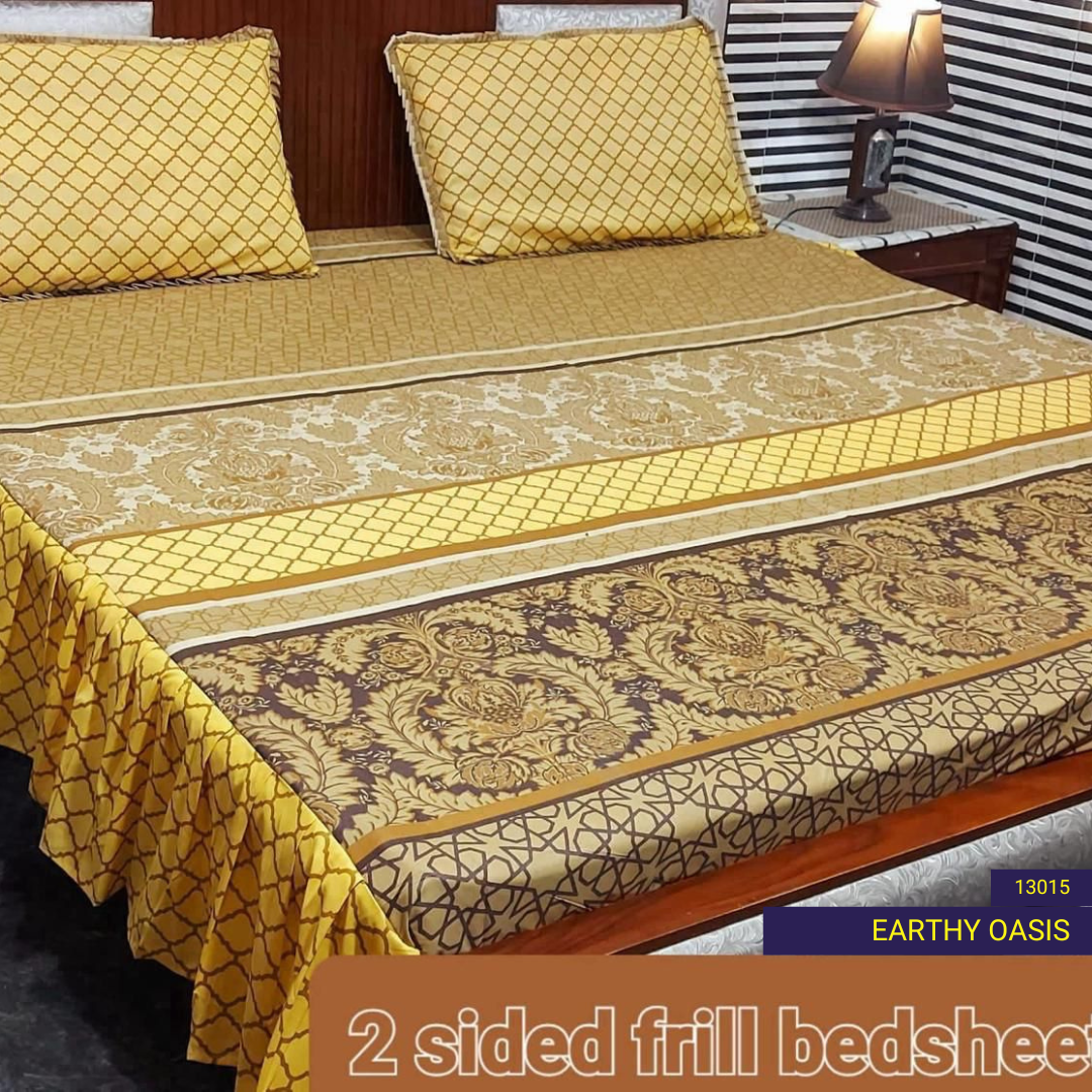 Earthy Oasis - Frilled Bed Sheet