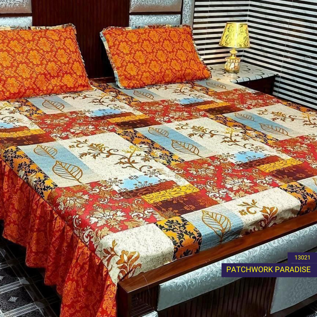 Patchwork Paradise - Frilled Bed Sheet
